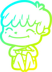 cold gradient line drawing cartoon happy boy