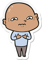 sticker of a cartoon nervous man