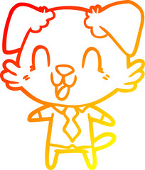warm gradient line drawing laughing cartoon dog manager