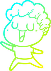cold gradient line drawing laughing cartoon man