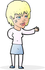 cartoon woman with sticking plaster on face