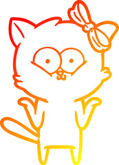 warm gradient line drawing cartoon cat
