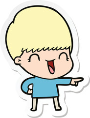 sticker of a happy cartoon boy