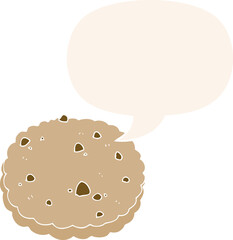 cartoon biscuit and speech bubble in retro style