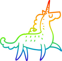rainbow gradient line drawing cartoon unicorn