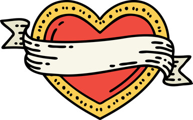traditional tattoo of a heart and banner