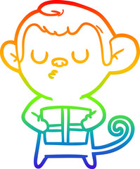 rainbow gradient line drawing cartoon monkey