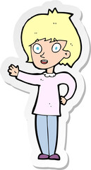 sticker of a cartoon happy woman