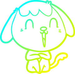 cold gradient line drawing cute cartoon dog