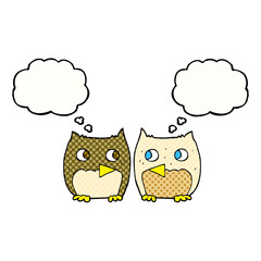 cute thought bubble cartoon owls
