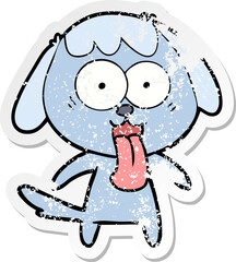 distressed sticker of a cute cartoon dog