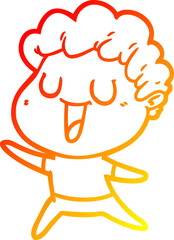 warm gradient line drawing laughing cartoon man