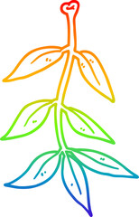 rainbow gradient line drawing cartoon leaves