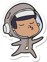 sticker of a cartoon confident astronaut