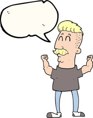 speech bubble cartoon celebrating man