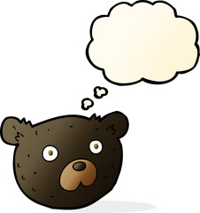 cartoon black bear with thought bubble