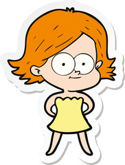 sticker of a happy cartoon girl