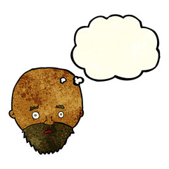 cartoon shocked man with beard with thought bubble