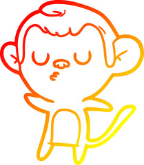 warm gradient line drawing cartoon monkey