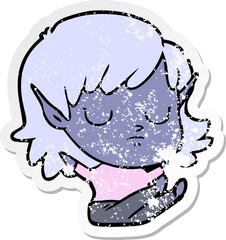 distressed sticker of a cartoon elf girl