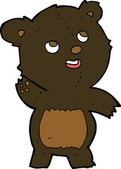 cartoon cute waving black bear teddy