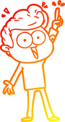 warm gradient line drawing cartoon staring man