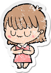 distressed sticker of a cartoon woman