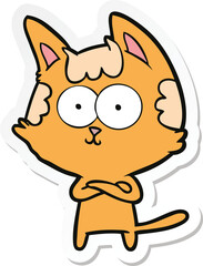 sticker of a happy cartoon cat