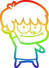 rainbow gradient line drawing happy cartoon man