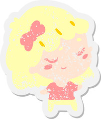 cartoon happy girl grunge sticker