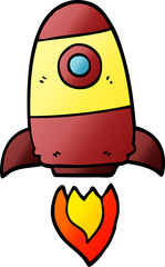 cartoon doodle space rocket