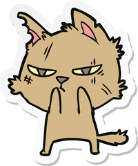sticker of a tough cartoon cat