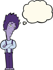 cartoon vampire with thought bubble