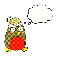 thought bubble cartoon christmas robin
