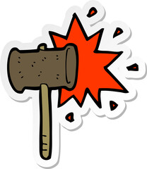 sticker of a cartoon banging gavel