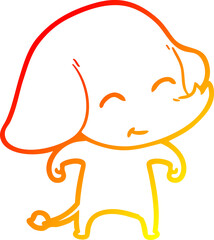 warm gradient line drawing cute cartoon elephant
