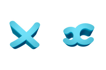 3d rendering Font  Cartoon style lowercase And uppercase Letters