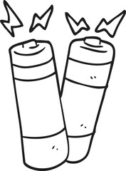black and white cartoon batteries