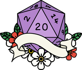natural twenty D20 dice roll illustration