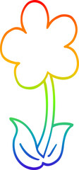 rainbow gradient line drawing cute cartoon flower