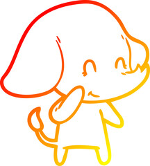 warm gradient line drawing cute cartoon elephant
