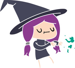 cartoon of cute kawaii witch