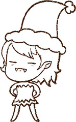 Christmas Vampire Charcoal Drawing