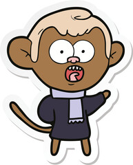 sticker of a cartoon shocked monkey