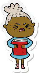 sticker of a cartoon angry woman