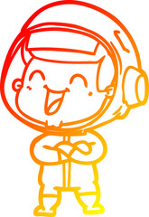 warm gradient line drawing happy cartoon astronaut