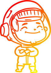 warm gradient line drawing happy cartoon astronaut
