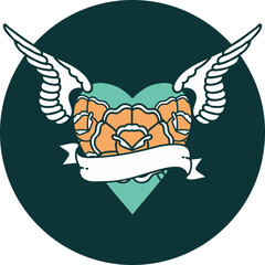 heart with wings and banner