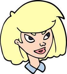 cartoon doodle face of a girl