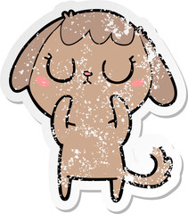 distressed sticker of a cute cartoon dog